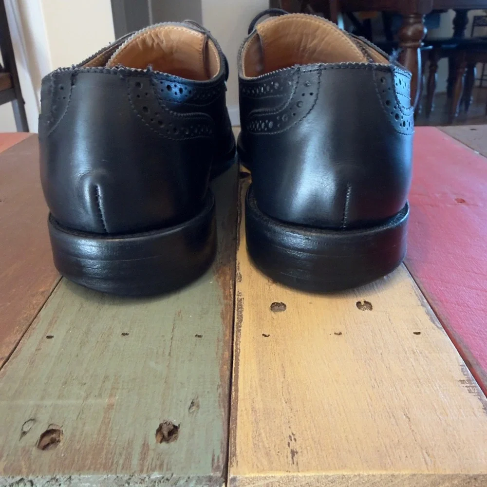 Trickers Whitman Black Leather Wingtip Brogue Derby Shoes Mens 10.5 Made in UK